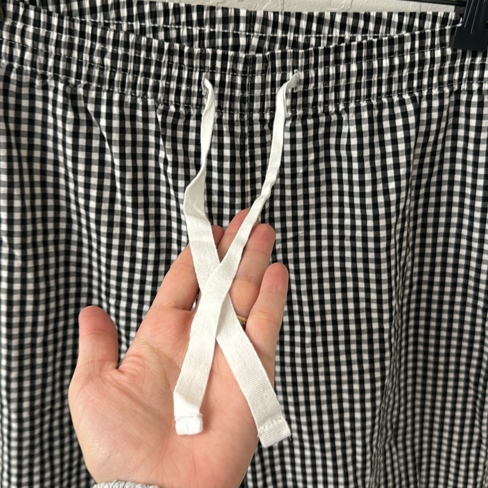 Love by GAP Gingham Black White Check Straight Leg Baggy Pull On Lounge Pants S - Picture 3 of 6